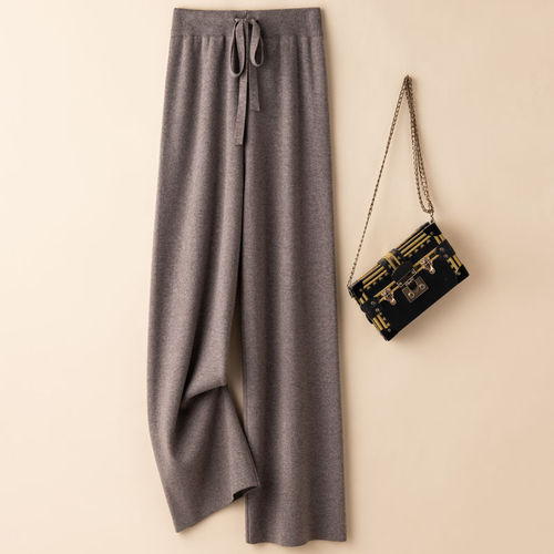 Women's Fashion Knit Wide Leg Pants with Drape Straight Leg Thick Casual Floor-Length Pants High-Waisted Outerwear Long Pants - Autumn/Winter New Arrival