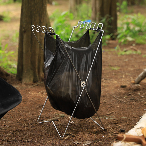 Household Kitchen Folding Trash Bag Bracket Trash Can Holder Outdoor BBQ Picnic Portable Waste Rack Metal Bracket
