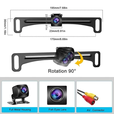 Vehicle camera Image Rear View Camera Hd - ahd720pcvbs-three-control-fisheye-wide-angle-starlight-adjustable-us-license-plate-frame-dual-use-model-black-fisheye-lens