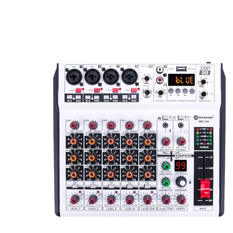 Mezclador de audio de 8 canales consola de mezcla Controlador de DJ mezclador de consola de audio incorporado 99 DSP