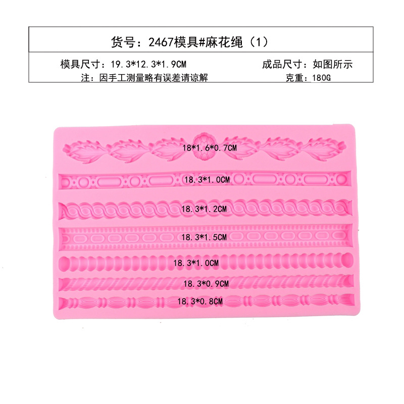 De estilo europeo en relieve molde de pastel de fondant giro cuerda de cáñamo molde de silicona pastel de chocolate herramienta para hornear