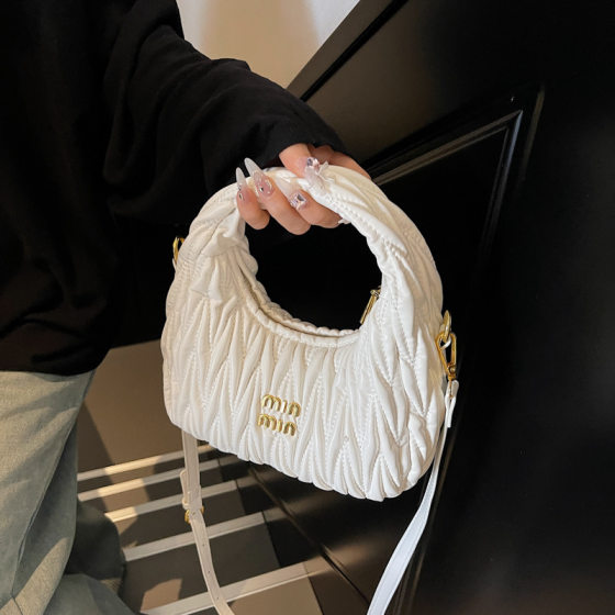 2025 Spring New Fashion Pleated Bag Shoulder Bag Niche Design Casual Simple Fashion Handbag Crossbody Bag