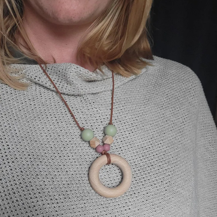 Anillo de haya collar de lactancia de silicona bebé molar collar de madre collar de mordedor