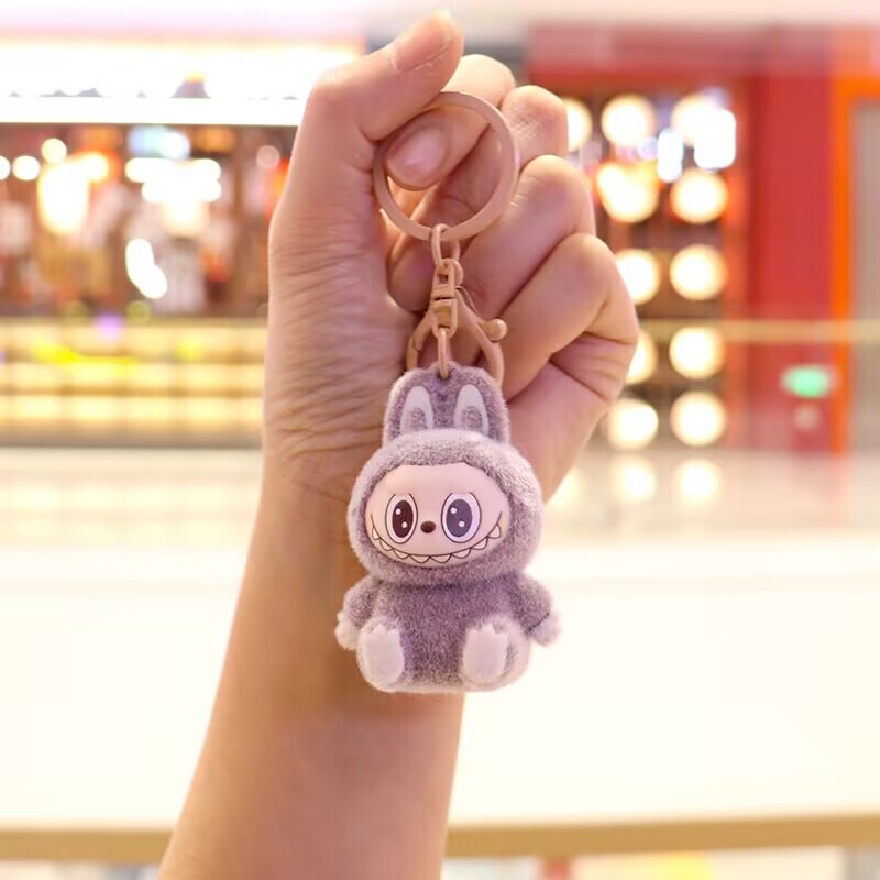 Labubu 植毛かわいいペンダント 6 センチメートル座りラブバッグキーホルダーかわいい漫画立体人形|undefined