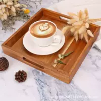 Портативный поднос для фруктов и закусок из дерева акации, квадратный настольный поднос для чая, поднос для послеобеденного чая, кофе и десертов из массива дерева