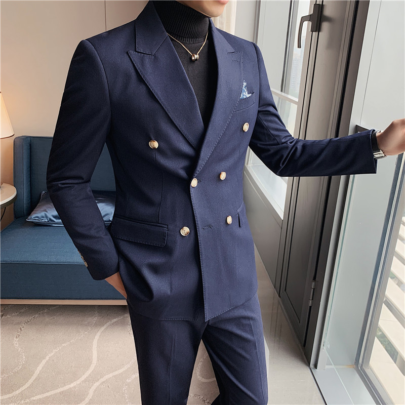 Entrega de una pieza primavera nuevo traje casual traje de hombre traje de doble botonadura vestido de banquete envío de dos piezas