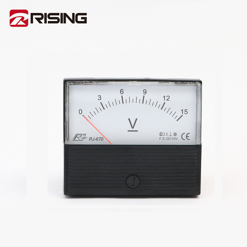 矩形指针式直流电压表RJ670 DC15V 注塑机电压表压力电流背压电流