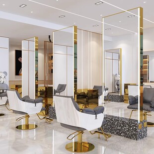 Hair Salon Haircut Mirror Table Internet Celebrity High-End Barber Shop Floor-Standing Light Luxury Single and Double-Sided Mirror Hair Salon Special Hairdressing Mirror