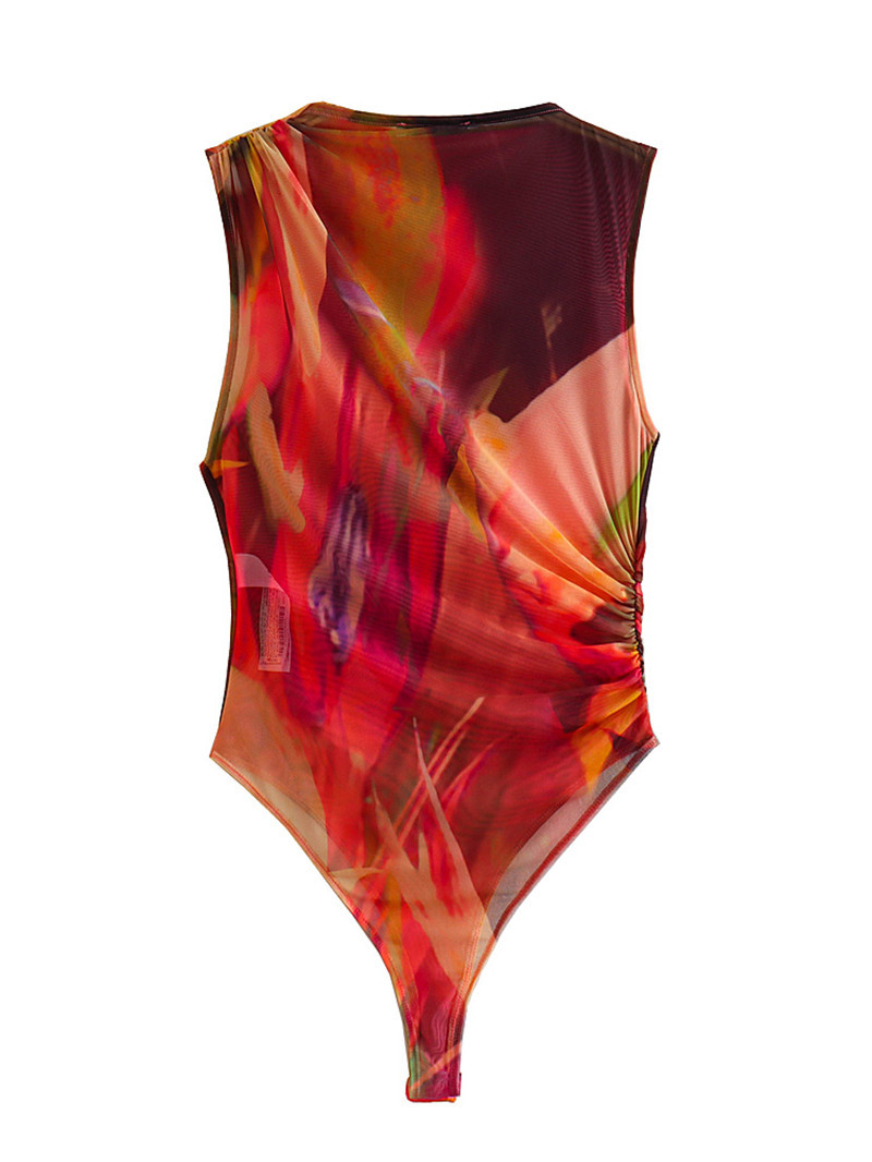 AliExpress comercio exterior 2024 primavera y verano nueva ropa de mujer estilo europeo y americano plisado decoración slim-fit sexy mono de red de seda