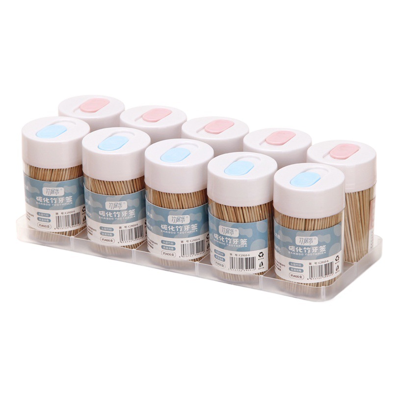 Creative Toothpick Boxed Carbonized Bamboo Toothpick Bottle Portable Household Hotel Restaurant Toothpick Tube One Yuan Store Two Yuan Store