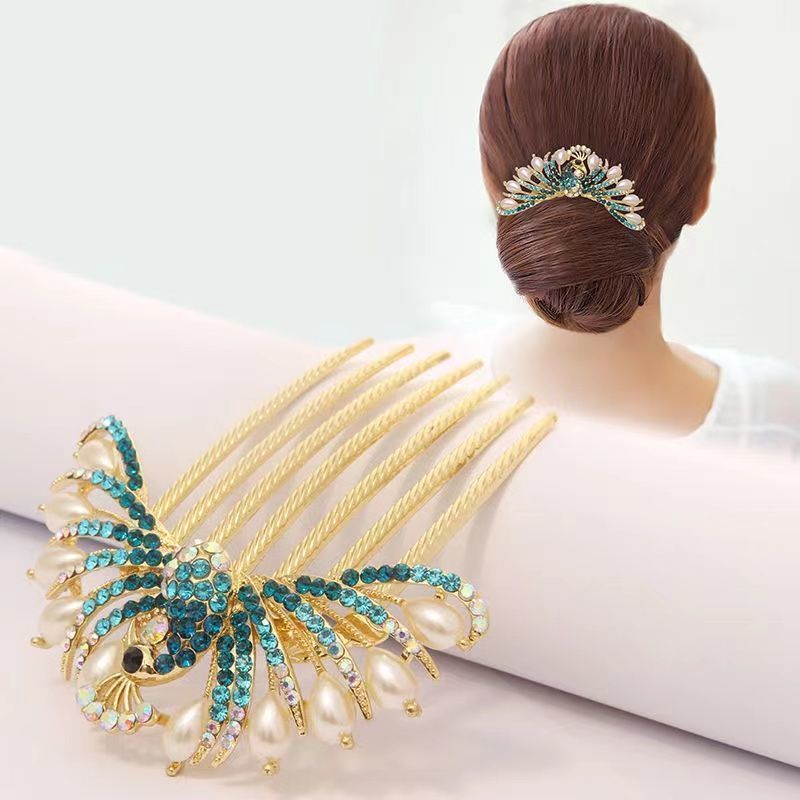 Diamond Feather Hairpin, Hair Accessories for Women, Rear Head, Mother's Hairpin, Elegant Adult Hair Accessories