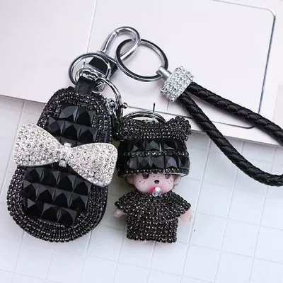car cartoon universal key – Static Rod/Key Bag - black-three-piece-set
