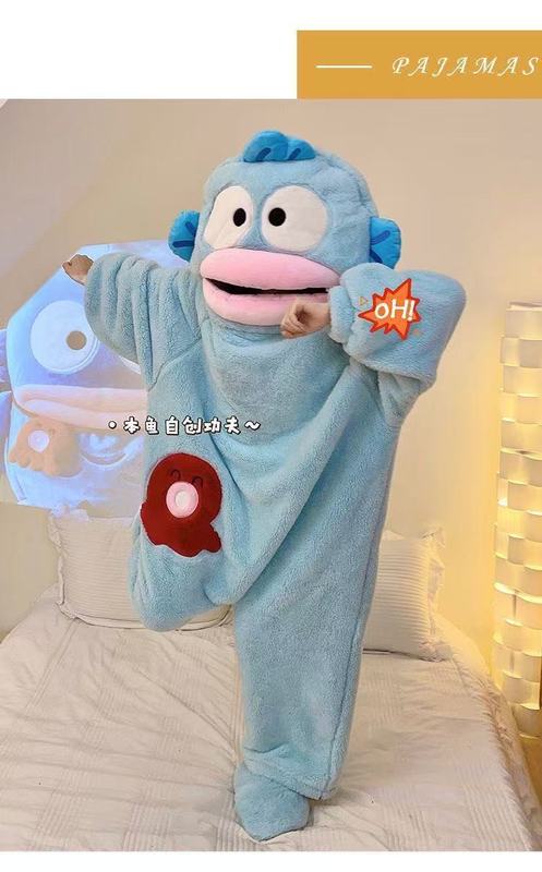 连体睡衣女冬季蓝色小八珊瑚绒加厚2025家居服卡通宿舍冬季保暖|undefined