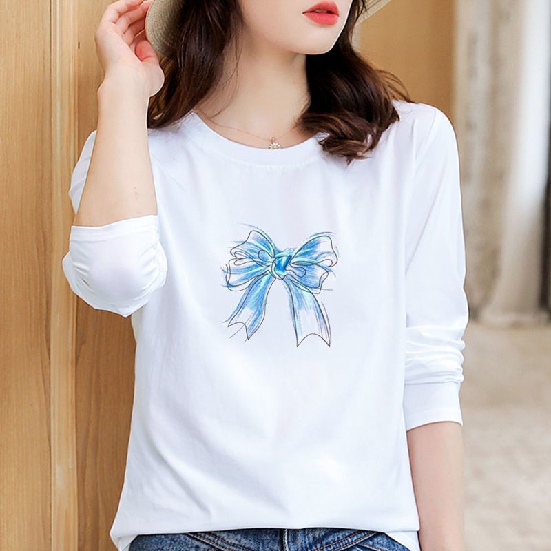 女性用ボトリングシャツ 5 春と秋の新しいスタイルの女性用ルーズホワイトシャツ長袖カジュアル Tシャツ|undefined