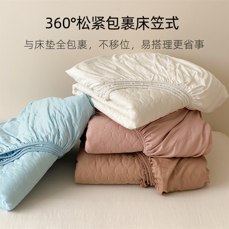 Simple solid color cotton quilted single-piece fitted sheet cotton washable thickened single double Simmons mattress protective cover Simple solid color cotton quilted single-piece fitted sheet cotton washable thickened single double Simmons mattress protective cover