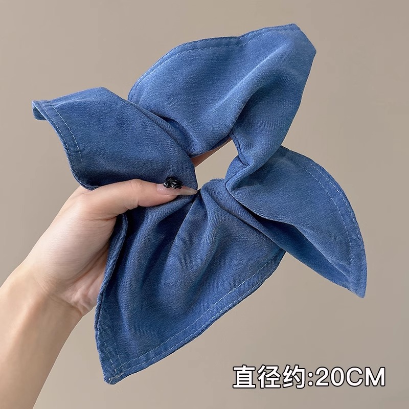 Anillo de pelo de intestino grueso súper grande coreano para mujer 2025 nuevo estilo de alta gama cordón de pelo de encaje plisado temperamento dulce cuerda de cabeza de flor