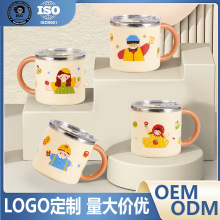 礼品双层隔热咖啡杯可拆卸手柄创意高颜值304不锈钢马克杯带盖