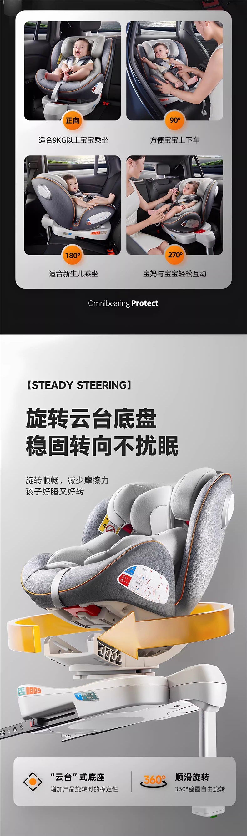 Child Safety Seat for Car Use, Suitable for Infants and Toddlers, Can Be Used for Sitting or Reclining, Suitable for Newborns and Children from 0 to 12 Years Old