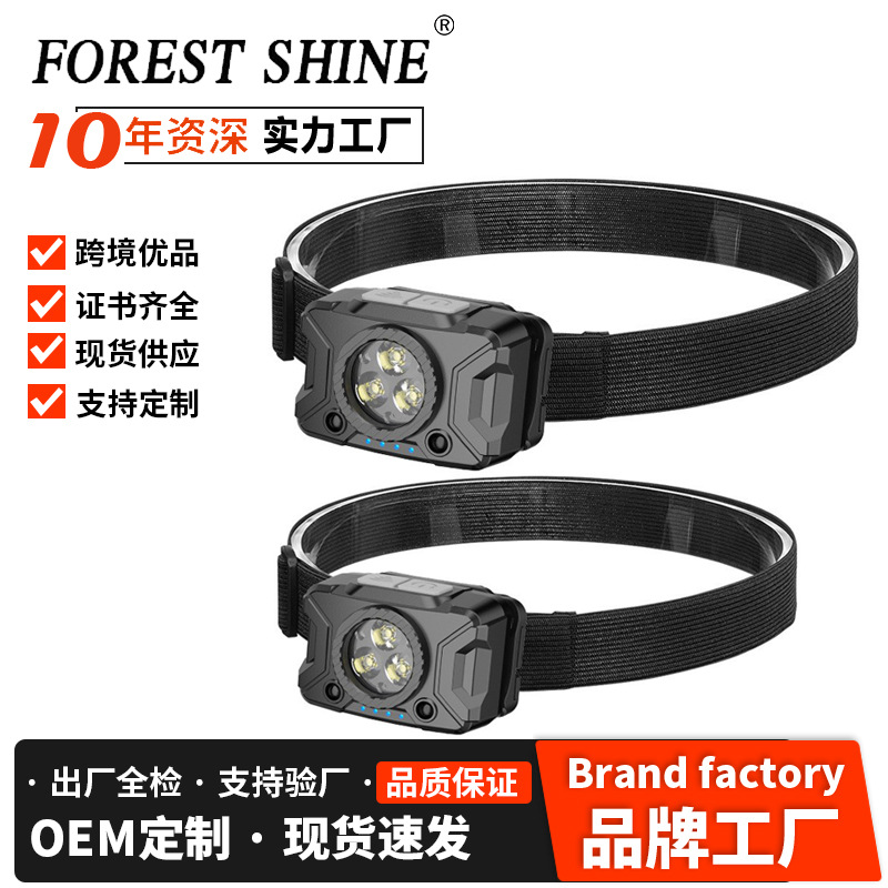 Nuevo faro transfronterizo de tres ojos iluminación de luz al aire libre luz de pesca nocturna larga duración luz de pesca ligera luz de trabajo impermeable