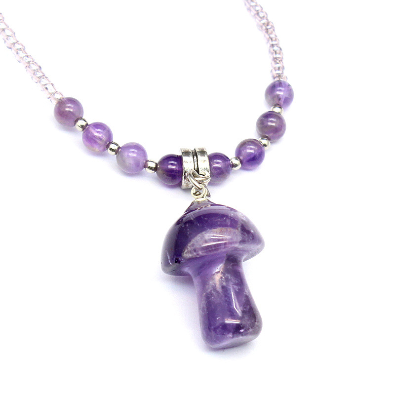 15g Weight Pendant Necklace Classification Alloy Chain Material Beaded Chain Chain Type Holiday Occasion Crystal Material Mushroom Pattern Spring&Summer Season Women's Gender Polishing Design Vacation, Classic Style Style Vacation Classic Style Mushroom Crystal Beaded Chain Beaded Necklaces Wholesale 13