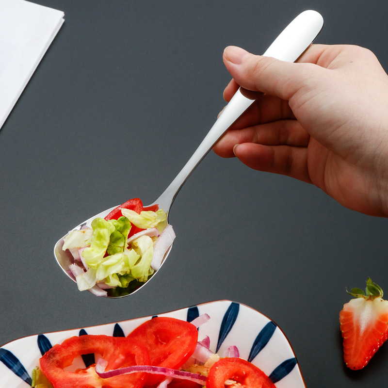 304 de acero inoxidable espesado vajilla cuchara de fondo plano arroz cuchara espesa cuchara cuadrada creativa cuchara de helado
