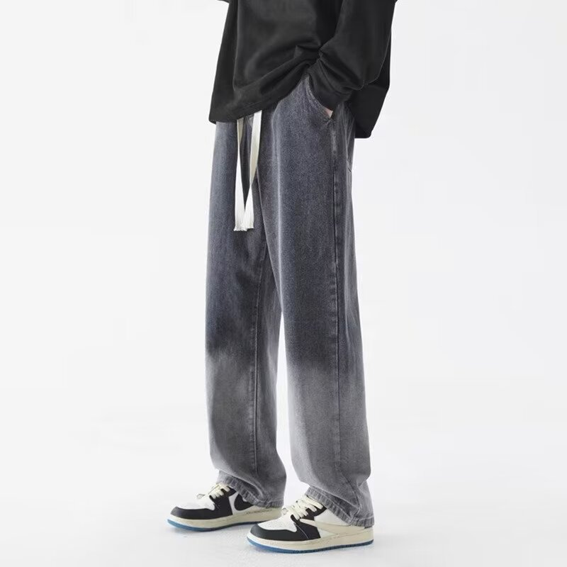 Estilo de Hong Kong hombres de moda verano nuevo estilo 2024 personalidad alfabeto jeans hip-hop ins marea calle alta tendencia pantalones guapos