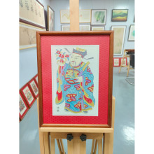 2025木板年画装饰相框传统文创摆台伴手礼财神摇钱树禄星财神到