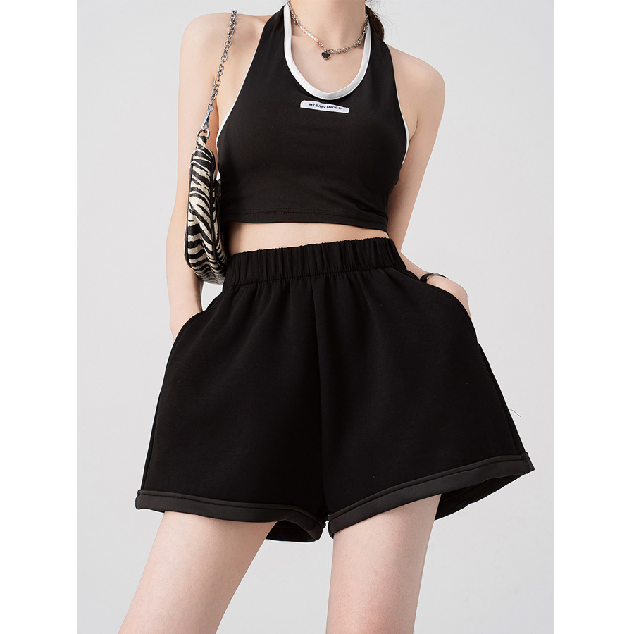 2023 New Summer Casual Shorts for Women, Loose, Cool and Breathable Air Cotton Curled Elastic Waist A-Line Five-Point Pants