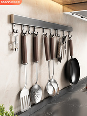 No-punch kitchen hook rack household strong load-bearing wall-mounted sticky hook hanging rod rack spoon shovel storage rack