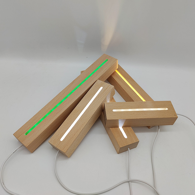 Luz nocturna larga ma ra maciza, base luminosa rectangular, so te lám placa acrílica diy, pequeños adornos vino regulables