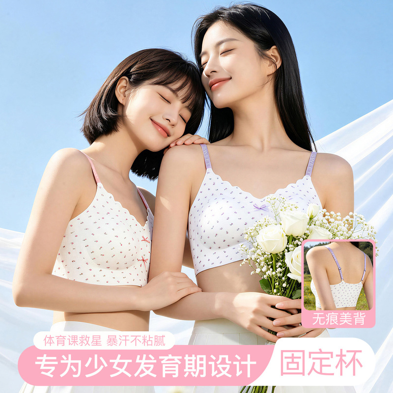 【TikTok Same Product】Bowknot Seamless Underwear for Girls, Small Bust, No Underwire, for Students and High School Girls 【TikTok Same Product】Bowknot Seamless Underwear for Girls, Small Bust, No Underwire, for Students and High School Girls