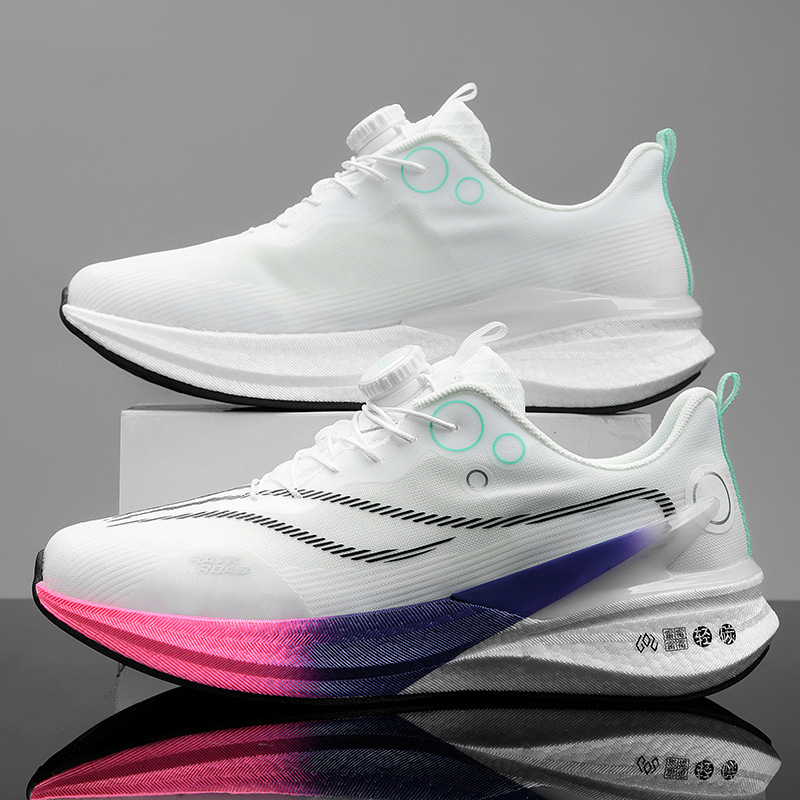 Zapatos para correr con tabla de carbono para estudiantes de primaria y secundaria, zapatos deportivos con hebilla giratoria de suela realmente explosiva, clases de educación física, zapatos ligeros para niños, primavera y verano