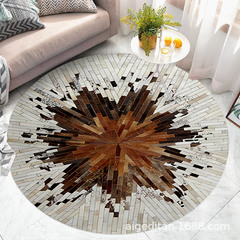Cross-border minimalist round rug abstract feather 3D printed floor mat living room coffee table round cushion balcony rocking chair cushion