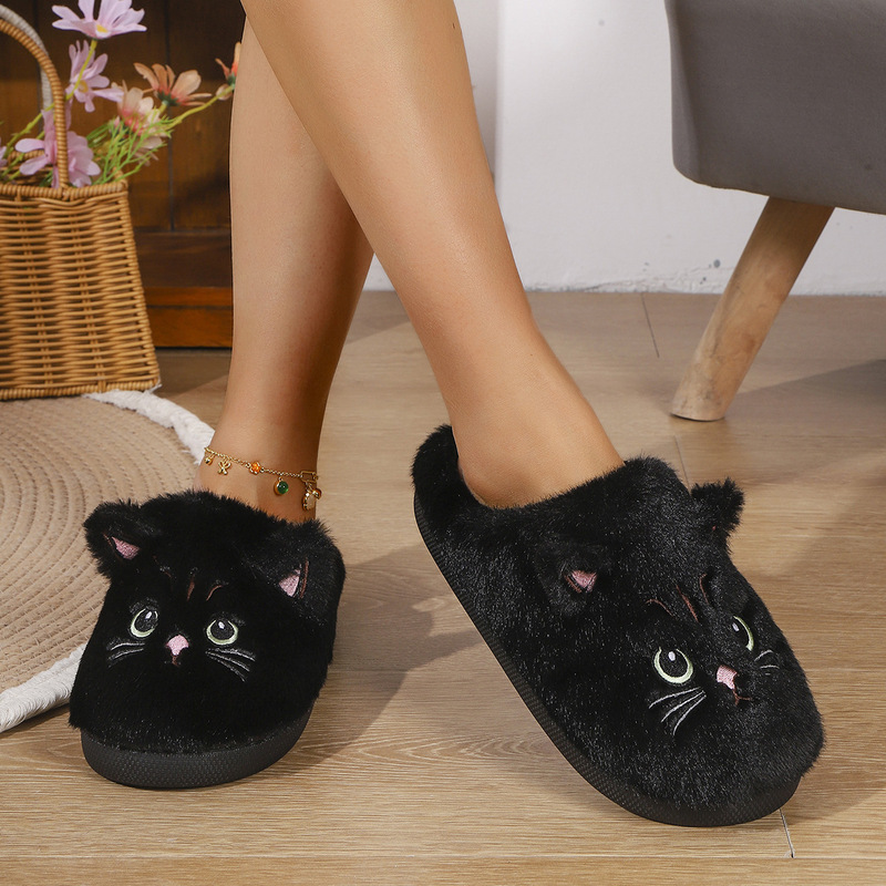 Autumn and Winter Cotton Slippers for Men and Women, Couple's Cute Cartoon Cat Plush Slippers, Home Warm Slippers for Winter Autumn and Winter Cotton Slippers for Men and Women, Couple's Cute Cartoon Cat Plush Slippers, Home Warm Slippers for Winter