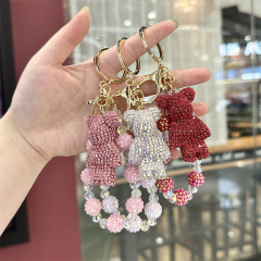 卡通甜美镶钻暴力熊钥匙挂件可爱满钻小熊包包挂件创意防丢钥匙扣