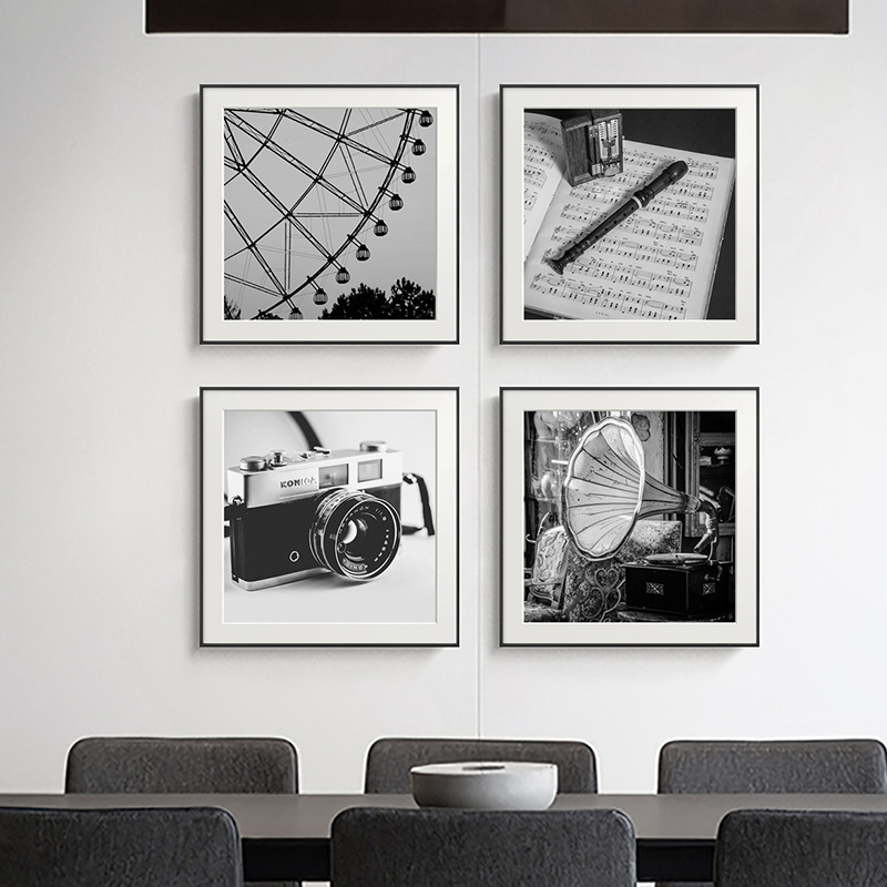 Black and White Photography Decorative Painting Nordic Simple Art Photo Wall Nostalgia Retro Office Model Room Living Room Hanging Painting