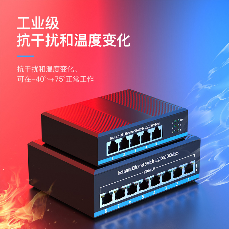 Wholesale Rail Type Industrial Grade Switch 100m Gigabit 5 Ports 8 Ethernet Engineering Lightning Protection Network Cable Splitter