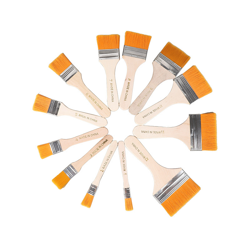 Cepillo de pintura al óleo de nylon cepillo de fila industrial pegamento pintura cepillo de barbacoa mango de madera limpieza de pintura cepillo de pintura al óleo