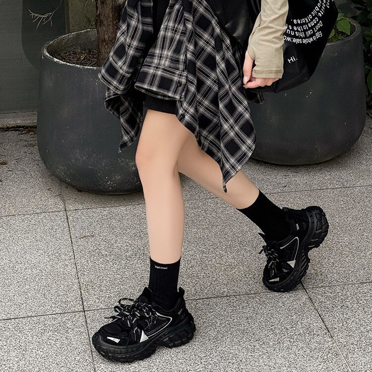 真牛皮~双鞋带老爹鞋女2025秋季新款厚底增高榴莲底休闲运动鞋潮|undefined