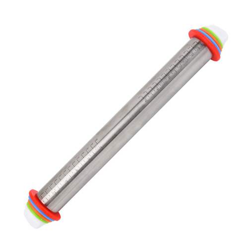 Factory Color Box Set with Rubber Ring Baking Rolling Pin for Dough with Graduations Made of Stainless Steel, Suitable for Foreign Trade Wholesale