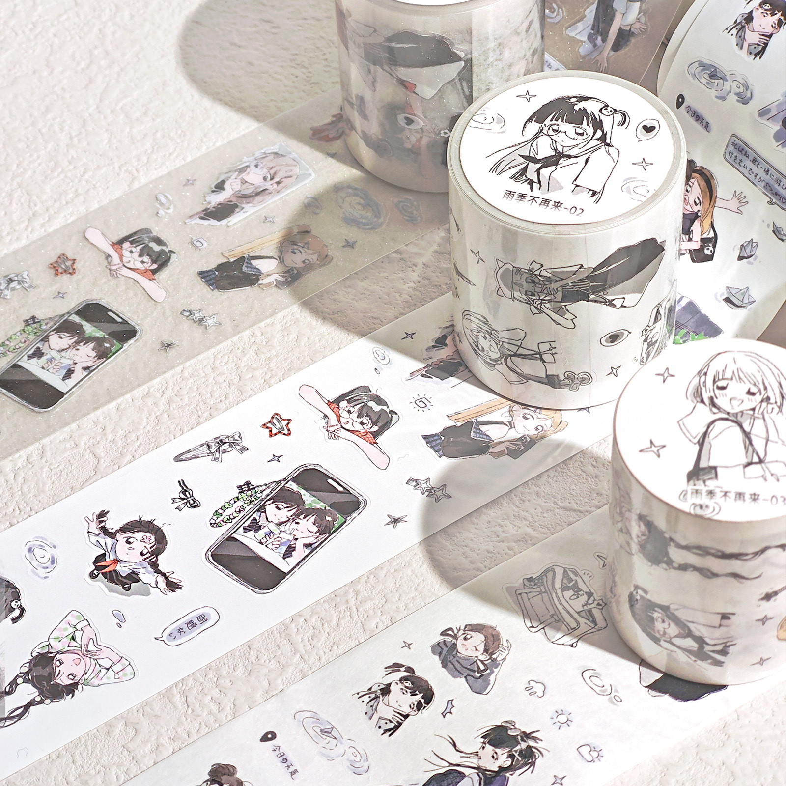 AGUGUins Wind Flash Sand Tape ¡Hola, tiempo! Serie de personajes animados cuentas DiDi pegatinas cinta adhesiva