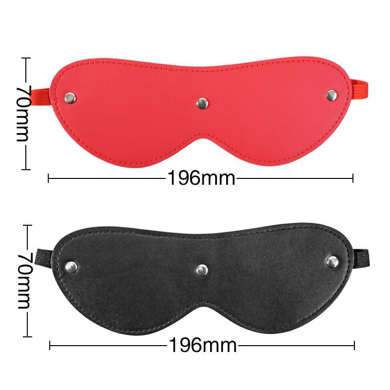 Jiuai Leather SM Fox Eye Mask with Metal Studs, Black Adult Cosplay Blindfold — detail image 10