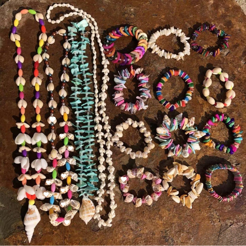Conchas naturales conchas pulseras collares diy fresco versátil joyería correa de mano tienda artesanía característica fuente