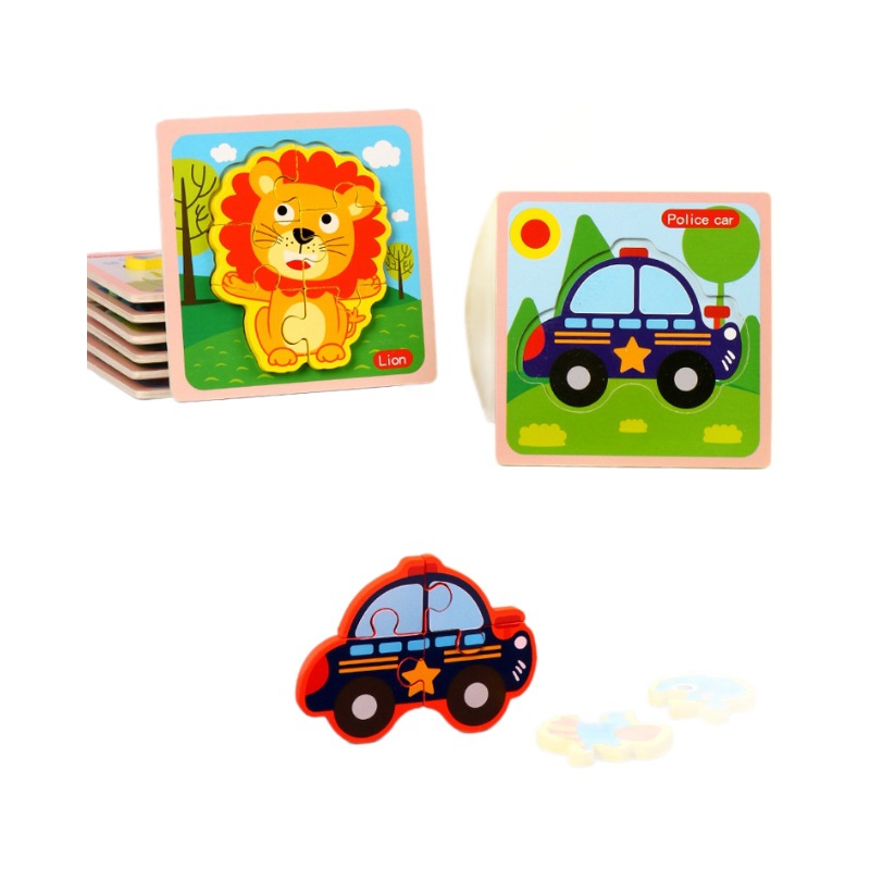 Animal rompecabezas tridimensional rompecabezas infantil bebé de mano a juego de Madera Juguetes Educativos de educación temprana 1-2-3-4 años