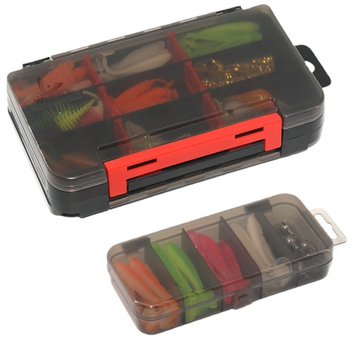 Weihe gun color box 75 pieces/35 pieces Luya bait set T tail root fishing micro object set Horse mouth sequin soft bait set