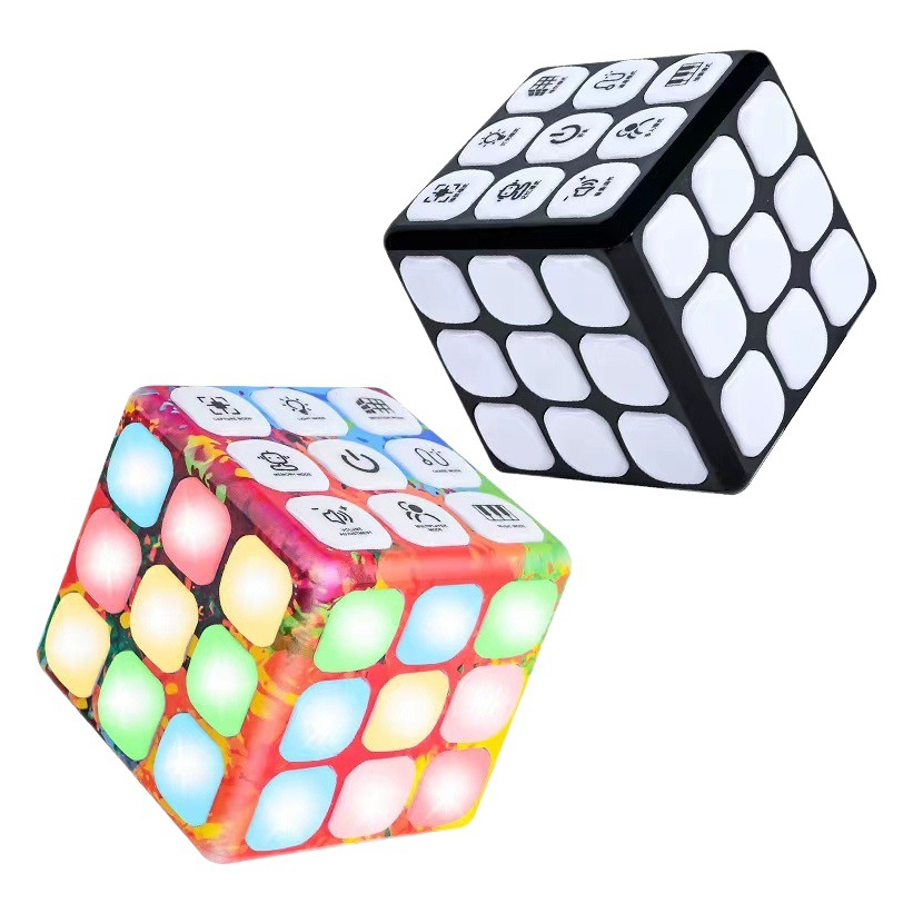 Amazon juego de rompecabezas eléctrico música interactiva multifunción Cubo de Rubik luz cambiable electrónica para niños Cubo de Rubik
