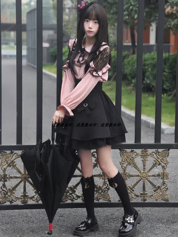雷系裙子穿搭蝴蝶结日常背带裙小个子套装服饰服装蕾系半身裙穿搭|undefined