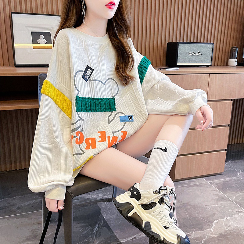 T-shirts Socket Sweater Female models spring and autumn new pattern 2022 After the package Large Jacquard weave Versatile fashion coat Women's wear
