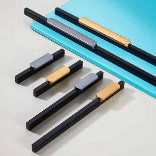 Cabinet Door Handle Light Luxury Black Gold Color Matching Cabinet Handle Modern American Style Simple Wardrobe Cabinet Door Handle Space Aluminum