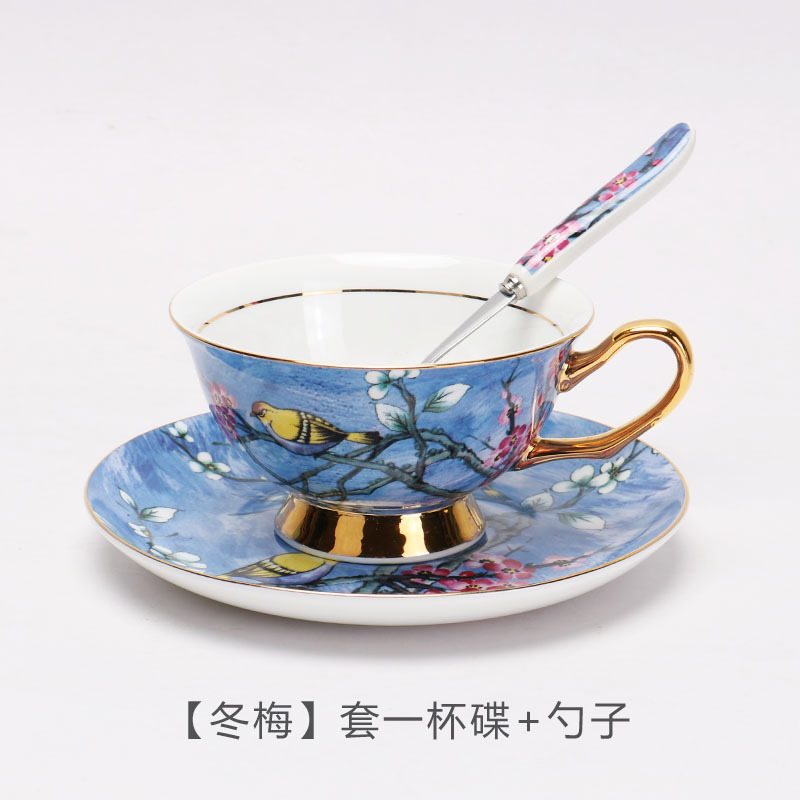 Luz de estilo europeo de lujo hueso China taza de café y platillo traje británico té de la tarde juego de gama alta exquisita novias regalo